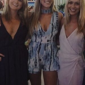 Stylish Blue and White Jumpsuit